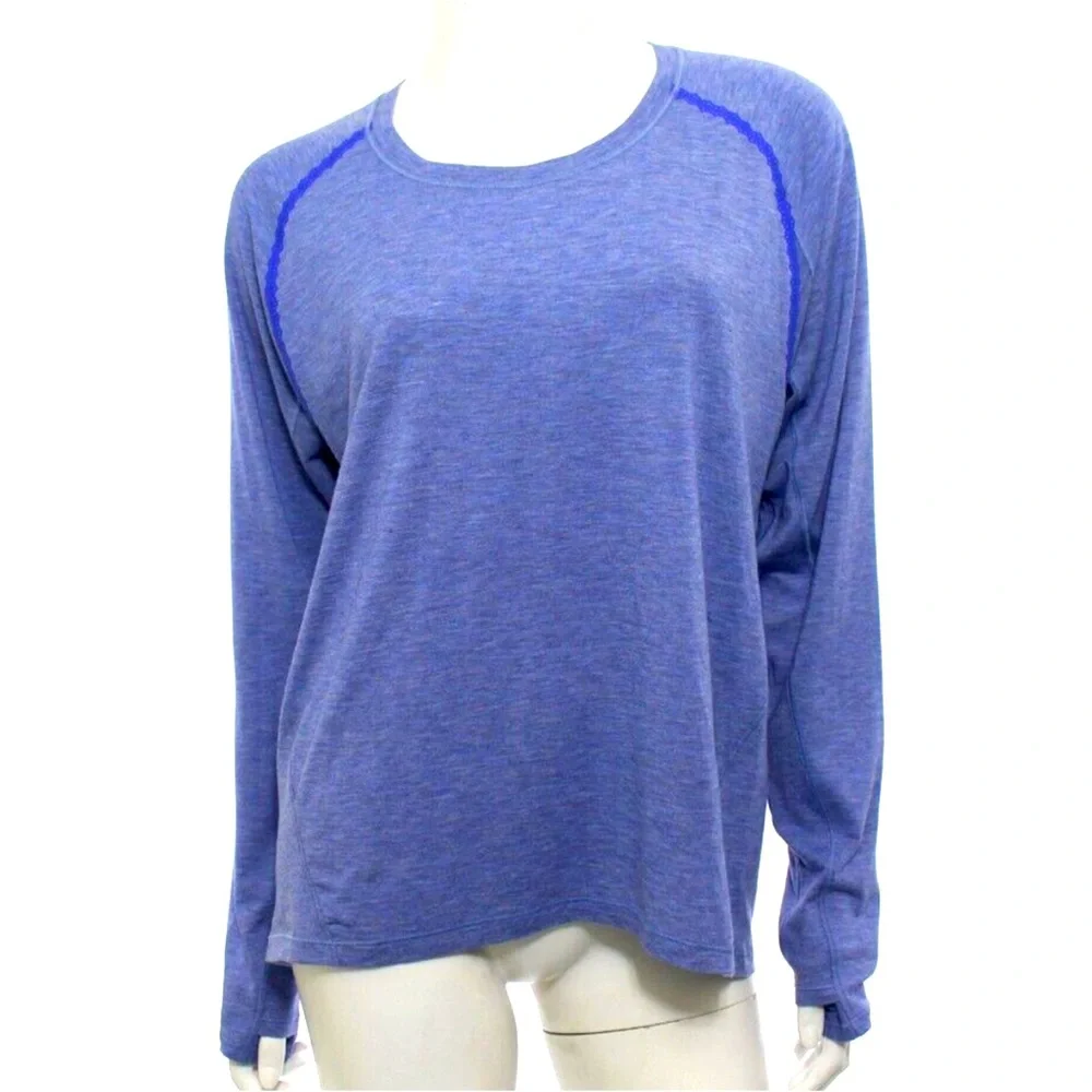 Lululemon Stop Drop & Squat Long Sleeve Heathered Blazer Blue sz 12
